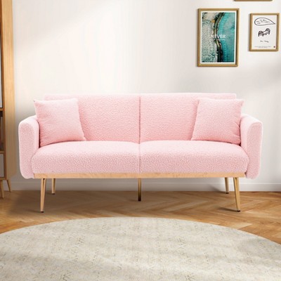 MOONMISS Polyester Sofa Set Loveseat Sofa with Metal Feet , 65"Convertible Futon loveseat