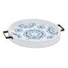 Wood Tray Set Of 2 Blue and White 14.75 Inch Decorative Display Trays for Home Styling By Melrose - 2 of 3