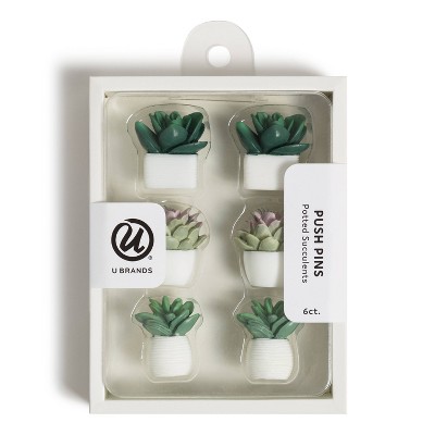 U Brands 6ct Potted Succulent Push Pins