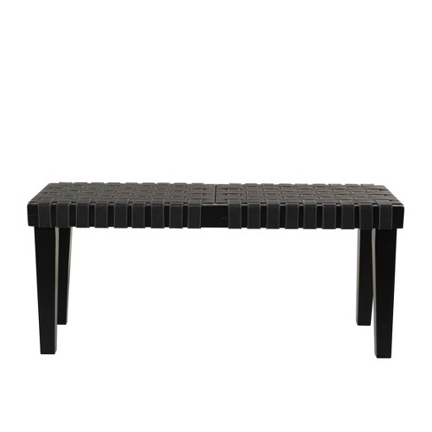 Modern Leather Woven Bench Black - Olivia & May : Target