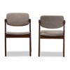 Set of 2 Elegant Mid - Century Wood and Fabric Upholstered Dining Armchairs - Light Gray, "Walnut" Dark Brown - Baxton Studio - image 3 of 4