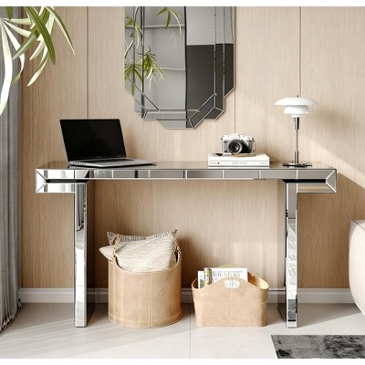 Airsurfer Silver Mirrored Console Table Elegant Modern Mirrored Console Table Home Decor Accent for Living Room or Entryway