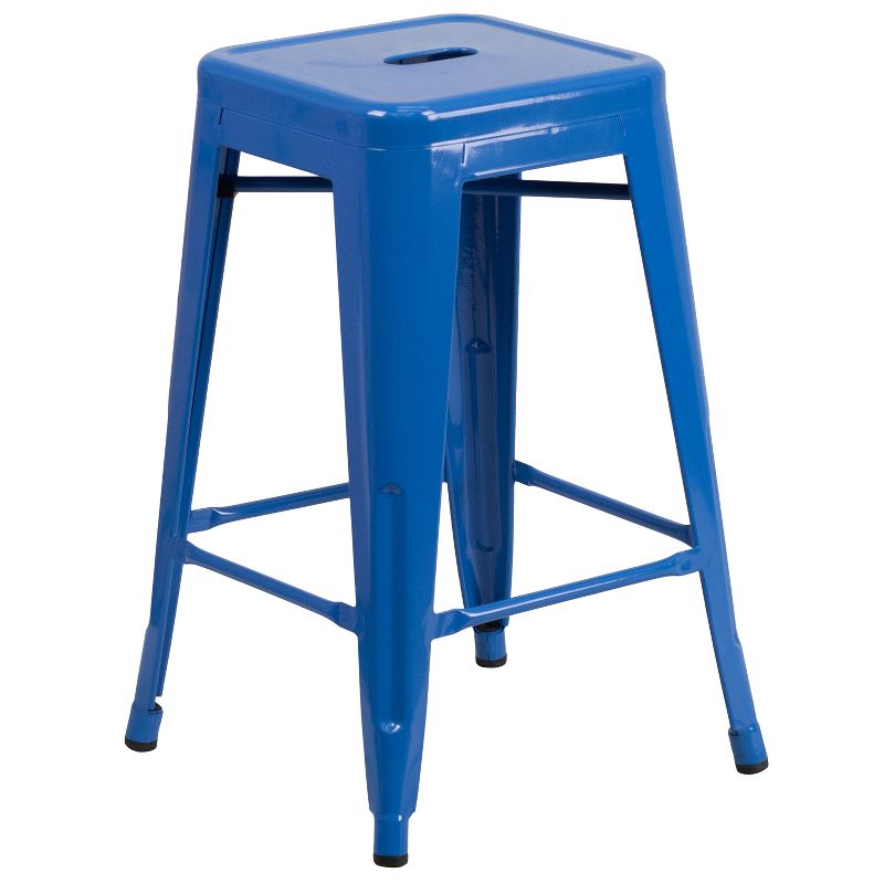 Flash Furniture Commercial Grade 24" High Backless Metal Indoor-Outdoor Counter Height Stool with Square Seat, 1 of 27