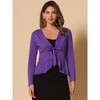 INSPIRE CHIC Women's Tie Front Long Sleeve Crop Ruffle Knit Cardigan Sweaters - 3 of 4
