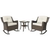 YARDSIGHT Outdoor Rocking  Rattan Chair Set with Removable Cushions & Coffee Table - 2 of 4