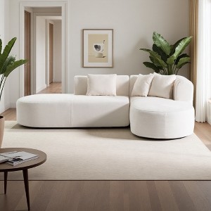 107.5" L-Shaped Chenille Sectional Sofa with 4 Cushions & Wide Stitching Design - 1 of 4