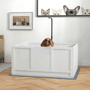 Resenkos Whelping Box for Puppies with Pee Pad, Pig Rail, Adjustable Door for Small, Medium & Large Breed Dogs Birth, 41" x 39" White - 1 of 4