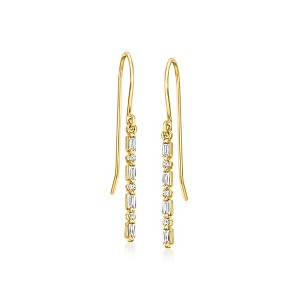 RS Pure by Ross-Simons 0.10 ct. t.w. Diamond Linear Drop Earrings in 14kt Yellow Gold - 1 of 4