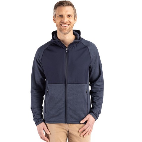 Cutter & Buck Peshastin Fleece Recycled Mens Hybrid Jacket - Navy Blue Heather - XL