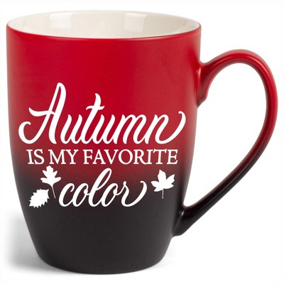 Elanze Designs Autumn Is My Favorite Color Two Toned Ombre Matte Red and Black 12 ounce Ceramic Stoneware Coffee Cup Mug