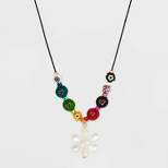 Iridescent Flower Charm Statement Necklace - Wild Fable™ Black