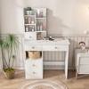 Hooseng Makeup Vanity Table with 3 Drawers, Vanity Desk with 2 Open Shelves, Dressing Table Set with 4 Hidden Cabinets - 2 of 4
