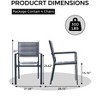 GustoWave Aluminum Outdoor Patio Dining Chair with Gray Frame, Gray Paded Textilence (2 Pack, Grey Chair) - 3 of 4