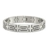 Black Bow Jewelry Mens 12mm Stainless Steel Brushed & Beaded Cross Link Bracelet, 8.5 In - 3 of 4