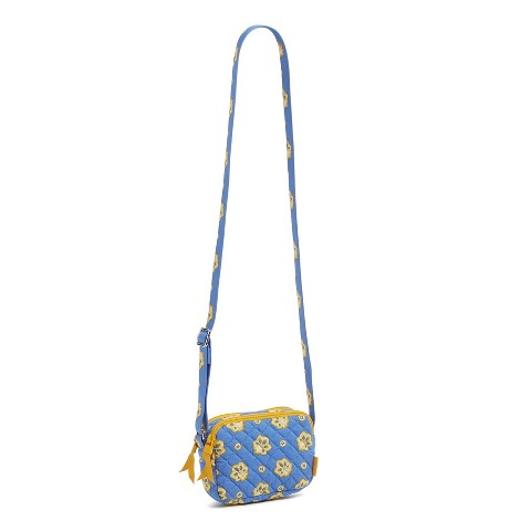 Vera Bradley Women's Cotton RFID Small Stadium Crossbody Bag Bandana Paisley - Powder Blue and Gold