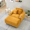 57" Corduroy Single Sofa Chair with One Pillow, Two Throw Pillows, Footstool, and Two Storage Spaces, Comfortable and Stain-Resistant Sofa - 3 of 4