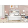 DOMETOUR Wood Twin Size Platform Bed with Built-in LED Light, Storage Headboard and Guardrail, White - 4 of 4