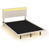 Modern Upholstered Floating Bed Frame with LED Lights, Vertical Channel Design Velvet Fabric Bed, No Box Spring Needed, Full Size, Beige - 3 of 4