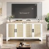 Jojoka Boho TV Stand with Natural Rattan, Fits TVs Up to 70 Inches, Sturdy Storage Console with Shelves & Cabinets - 4 of 4
