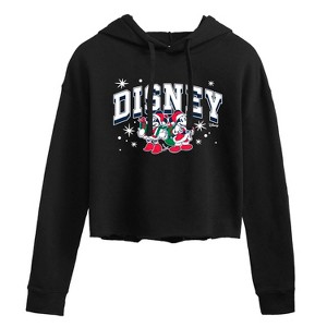 Women's - Disney - Holiday Mickey & Minnie Cropped Graphic Hoodie - 1 of 2