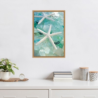 Crystal Harbor Starfish and Sea Glass Coastal Canvas Art