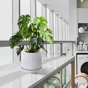 Chic Crate Set of 2 Modern 7″ Ceramic Planters with Drainage Hole – Stylish Pots for Patio, Garden & Windowsill - 1 of 4