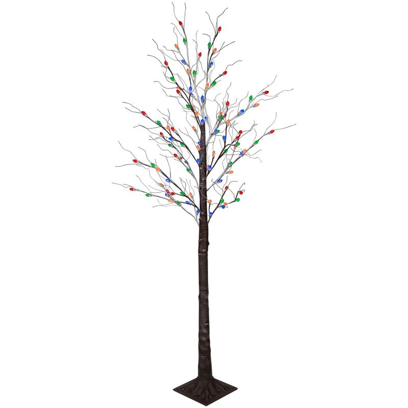 Northlight 6' Brown LED Lighted Frosted Christmas Twig Tree - Multi-Color lights, 4 of 8