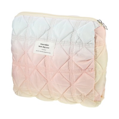 Unique Bargains Women's Portable Makeup Bag Pink Blue Yellow 1 Pc