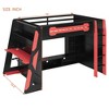 Full Size Wood Loft Bed with Desk, Multi-Storage Shelves, and RGB Light, Perfect Esports Gaming & Work Loft Bed, Green/Red/Cloud Blue - ModernLuxe - 4 of 4