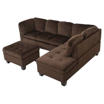 3pc Canterbury Fabric Sectional Sofa Set Chocolate - Christopher Knight Home