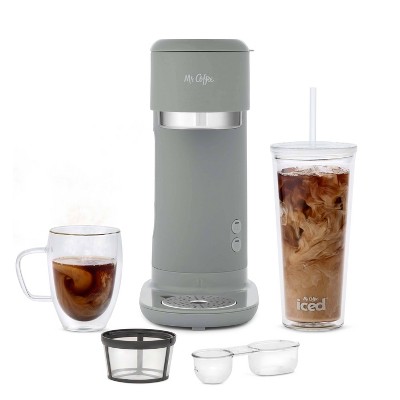 Mr. Coffee Iced Hot Single-Serve Coffeemaker with Reusable Tumbler and Nylon Filter - Rock