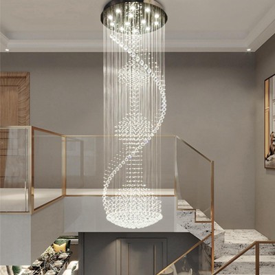 Ludomide 7.8ft Modern Large Chandelier, 13-Lights Spiral Crystal Ceiling Light, Luxurious Flush Mount Fixture for Foyer, Staircase, Living Room