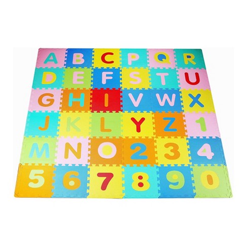 Foam Mat Puzzle Piece Play Mat Set - 36 Tile Pieces And Borders