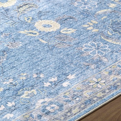 Hauteloom Meyly Blue Washable Area Rug