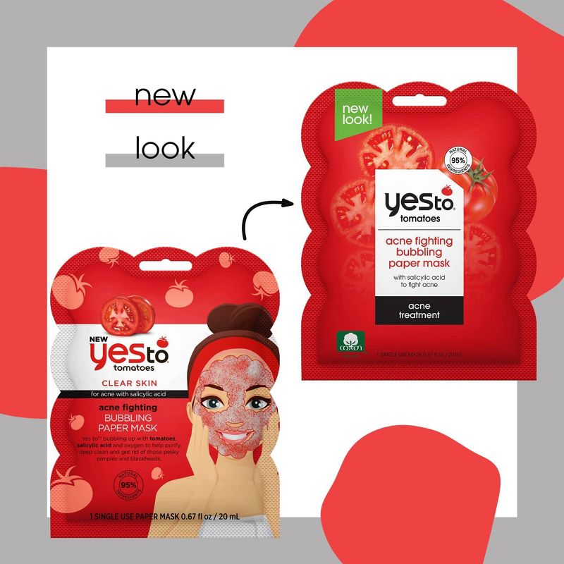 Yes To Tomatoes Acne Fighting Bubbling Face Mask Single Use Facial Treatment - 0.67 fl oz, 4 of 7