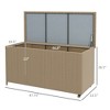 FURNIinspire Utility Storage Cabinet 83 Gallon Deck Box Large Outdoor Storage Chest Pe Wicker Trunk For Outside On Wheels, Brown, 48.80"*26.40"*5.90" - 2 of 4