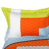 Slickblue Handmade Full/Queen Quilt Set, Vermicelli Quilting, Quilt & 2 Shams, 5 Geometric Patchwork, 3-Piece - 3 of 4