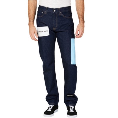 Calvin Klein Mens Logo Print Straight Leg Jeans