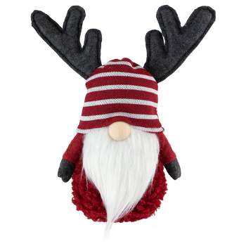 Northlight 12" Red and White Gnome with Antlers Christmas Decoration