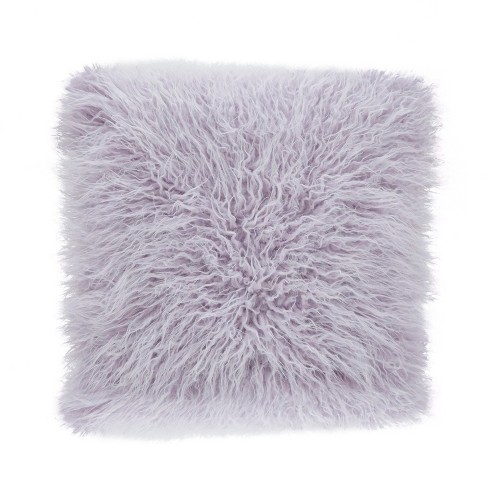 Saro Lifestyle Mongolian Faux Fur Throw Pillow Lavender 22