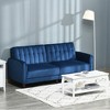 HOMCOM Convertible Sofa Sleeper Futon with Split Back Design Recline, Thick Padded Velvet-Touch Cushion Seating and Wood Legs - 2 of 4
