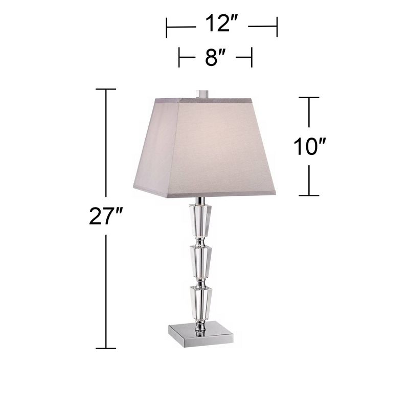 Vienna Full Spectrum Deco Collection 27" Tall Modern Table Lamp Chrome Finish Metal Stacked Crystal Single Living Room Bedroom Bedside Nightstand, 4 of 6