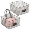mDesign Bedroom Closet Storage Organizer Basket, Label Slot, 2 Pack, Matte Black - 2 of 4