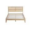 Luxystar Queen Size Rubber Wooden Bed with Rattan Headboard and Support Feet for Bedroom - 3 of 4