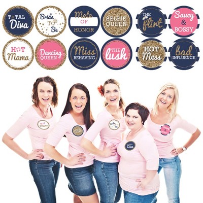 Big Dot of Happiness Last Sail Before the Veil - Nautical Bridal Shower and Bachelorette Party Name Tags - Party Badges Sticker Set of 12