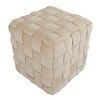 Kumasinova 16" Square Braided Ottoman Pouf,Luxury Velvet Fabric Accent Footstool for Living Room & Vanity,250lbs Capacity - 2 of 4