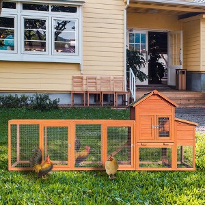 121" Chicken Coop With Nest Box, Wooden Hen Cage Rabbit House, Poultry Cage Rabbit Hutch for 2-4 Chickens, Chicken Nesting Box for Backyard Farm - 1 of 4