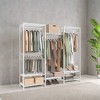 Portable Freestanding Wardrobe Closet, Heavy Duty Clothes Rack Organizer Closet Storage with Hanging Rods and Hooks - 2 of 4