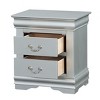 Gulches Traditional Platinum Nightstand - 2-Drawer Wooden Bedroom Furniture with Nickel Tone Handle & Center Metal Glide, 21"W x 15"D x 24"H - 4 of 4