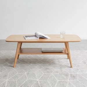 Vynxaria Center table Low Table 100% solid wood Top plate Desk Coffee table, Study desk Work , with storage shelf Natural writing desk - 1 of 4